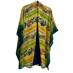 Vintage Silk Crepe Ombré Floral Wrap - Bid Now = Discounted Shipping